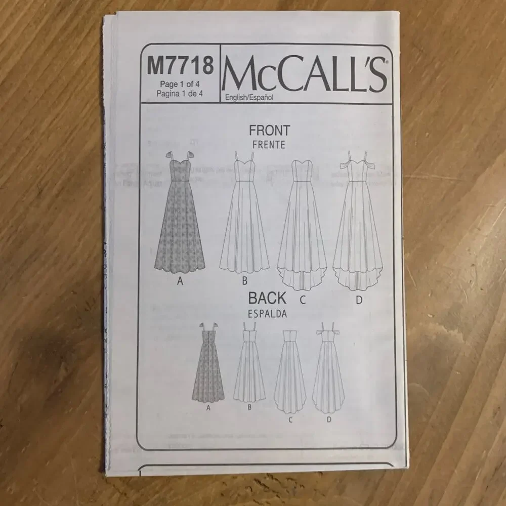 McCall’s Pattern M7718 Misses Special Occasion Eveningwear Dresses Size 6-14